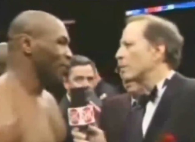 , Mike Tyson laughs as he explains bizarre moment he told reporter he broke his back and shouted ‘spinal’ after Lewis loss