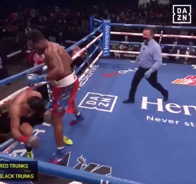 , Watch Frank Sanchez punch Julian Fernandez so hard he gets knocked OUT of ring as eyes roll back into head