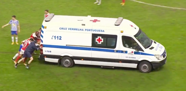 , Watch Porto and Braga players PUSH ambulance off pitch after it gets stuck attending to David Carmo’s horror injury