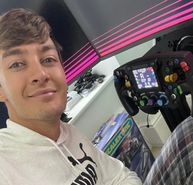 , F1 star George Russell shows off incredible home virtual GP simulator with four screens to help him become world champ