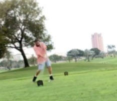 , Happy Gilmore and Shooter McGavin recreate scenes on movie’s 25th anniversary as Adam Sandler shows off iconic drive