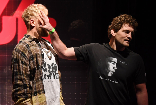 , Watch Ben Askren facepalm Jake Paul before furious YouTuber slaps and shoves boxing rival in explosive face-off
