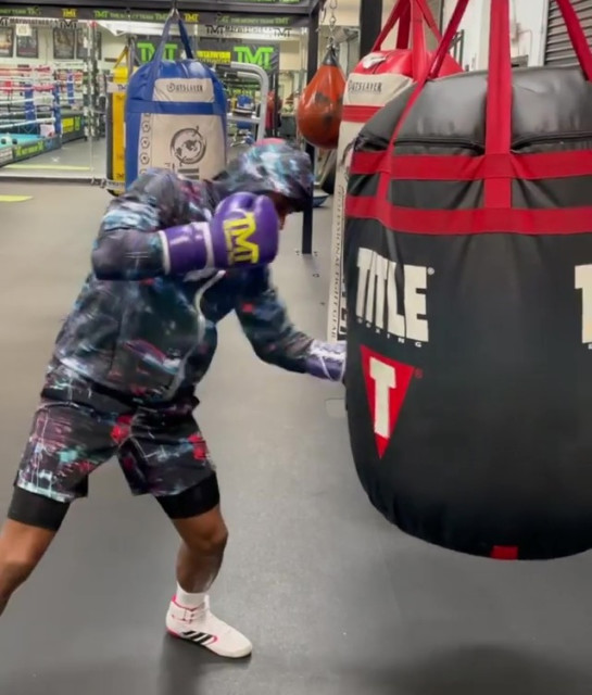 , Watch Floyd Mayweather train on punch bag as boxing legend, 44, prepares for fight against YouTuber Logan Paul