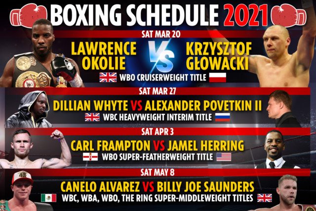 , Boxing schedule 2021: EVERY upcoming fight including Joshua vs Fury, Whyte vs Povetkin 2, Canelo vs Saunders &amp; Jake Paul