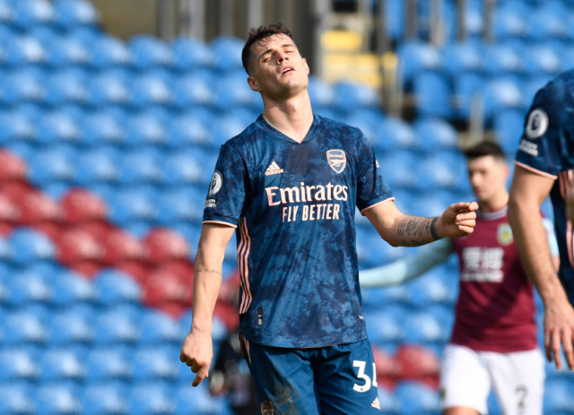 , Blundering Arsenal with latest howler as Granit Xhaka gifts Burnley goal by smashing ball against Wood with bizarre pass