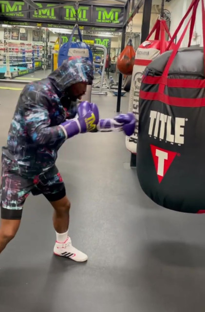 , Watch Floyd Mayweather train on punch bag as boxing legend, 44, prepares for fight vs YouTuber Logan Paul