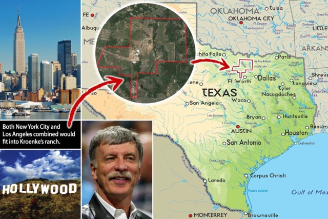 Both LA and New York City fit into the massive Texas ranch