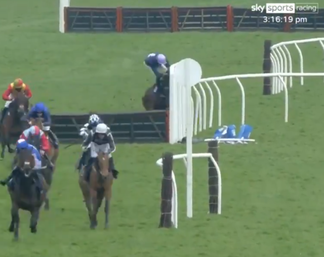 , Watch dramatic moment horse and jockey both crash through plastic wing next to jump at Uttoxeter