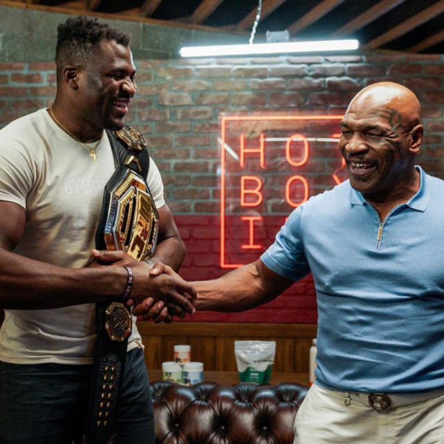 , Mike Tyson meets up with new UFC champ Francis Ngannou who rules OUT fight with legend but open to Fury and Joshua clash