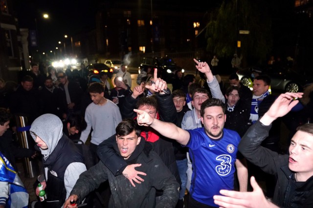 , Inside Chelsea dressing room as Blues celebrate reaching Champions League final as fans party outside Stamford Bridge