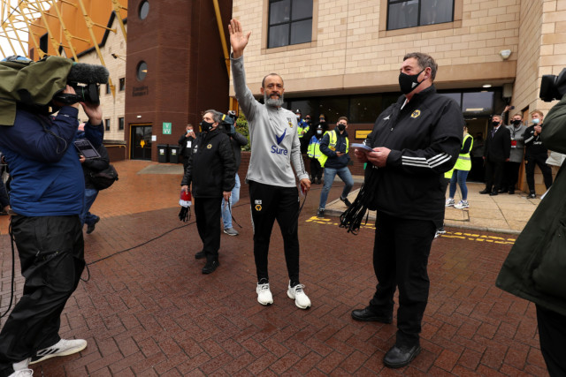 , Thousands of Wolves fans beg Nuno Espirito Santo to stay as they wait for him outside Molineux before Man Utd clash