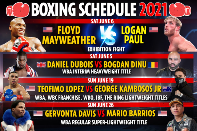 , Upcoming boxing fights 2021: Fixture schedule –  Tyson Fury vs Deontay Wilder 3 DATE, Floyd Mayweather vs Logan Paul