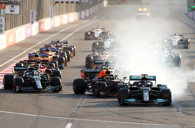 , Watch Lewis Hamilton’s shocking mistake as he flies off track at restart in Baku and then blames ‘magic brake’