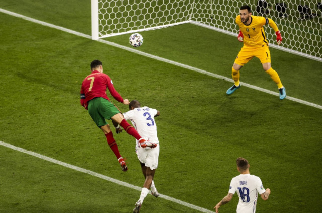 , Watch Cristiano Ronaldo’s outrageous jump as he narrowly misses with header for Portugal at Euro 2020 sending fans wild