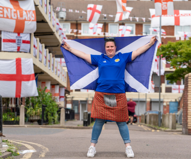 , Lone Scot stands proud among 500 England flags ahead of Euros showdown