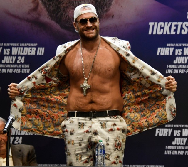 , Tyson Fury taunts Deontay Wilder by wearing custom suit with secret message at trilogy fight press conference
