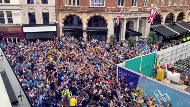 Leicester Square was heaving with fans as Scotland faced England in the Euros