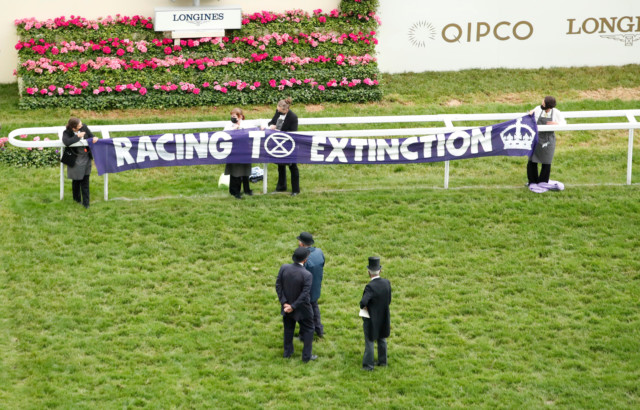 , Royal Ascot protesters in custody after handcuffing themselves to winning post in front of Queen