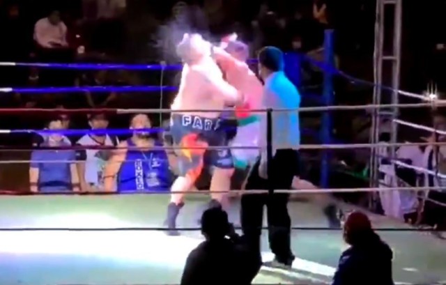 , Astonishing moment boxer Pedro Tabares STAMPS on opponent’s face after knocking him down before security rush into ring
