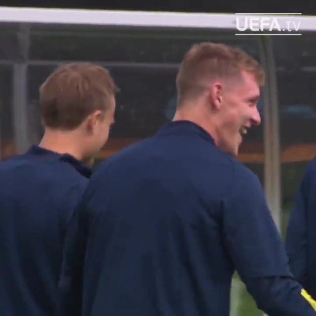 , Bizarre moment entire Sweden squad FLICK Newcastle star Emil Krafth in head in training ground punishment
