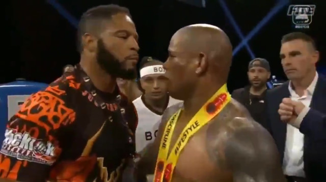 , Watch ex-UFC star Hector Lombard PUNCH rival Lorenzo Hunt in the face during interview after bare-knuckle fight
