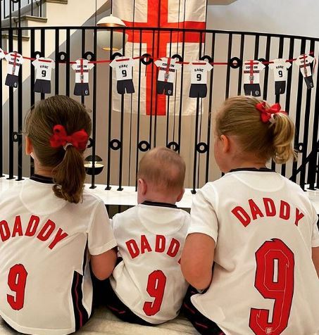 , Harry Kane’s kids wear England shirts with ‘Daddy’ on back as wife Kate posts cute pic ahead of Germany Euro 2020 clash