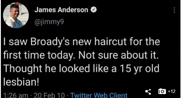 , Jimmy Anderson deletes 2010 tweet saying England team-mate Stuart Broad had a ‘lesbian haircut’ after Ollie Robinson axe