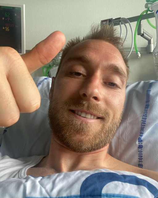 , Christian Eriksen gives thumbs up and smiles from hospital bed in first picture since horror cardiac arrest for Denmark