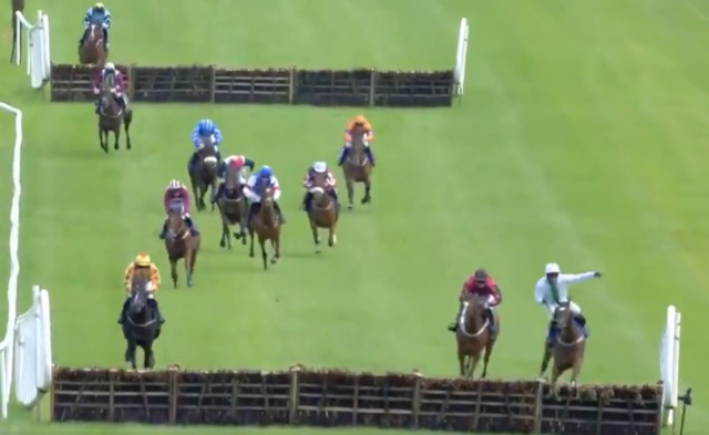 , Watch as leading racehorse smashes through barrier and sends jockey flying in jaw-dropping final-flight carnage