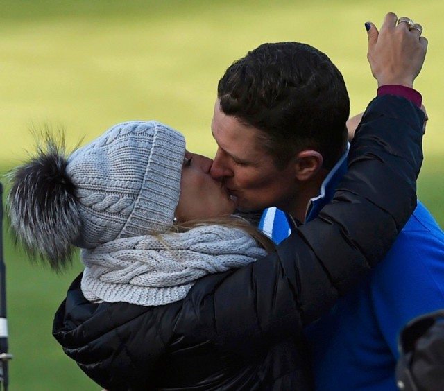 The pair celebrate Ryder Cup triumph in 2014