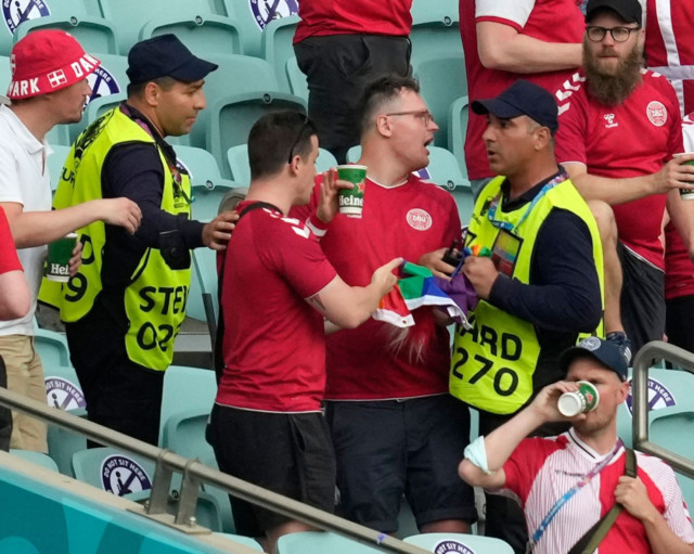 , Denmark fan had rainbow flag ‘pulled out of my hands’ by security in Baku at Euro 2020 as Uefa launch investigation