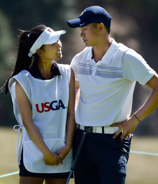 , Who is Collin Morikawa’s girlfriend Katherine Zhu, when did pair meet, and has she caddied for Open Championship star?