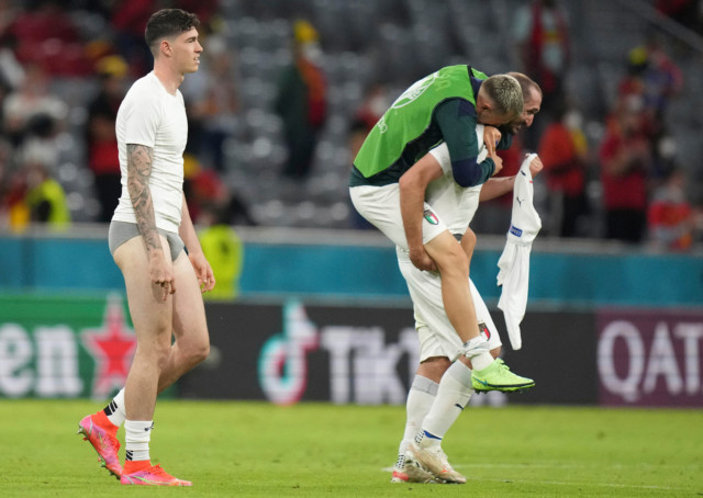 , TV viewers left hot under collar as Italy stars strip down to PANTS in wild celebrations after Belgium win at Euro 2020