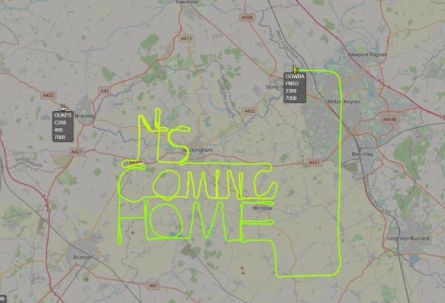 , Pilot scrawls ‘It’s Coming Home’ across the sky after England’s semi-final victory