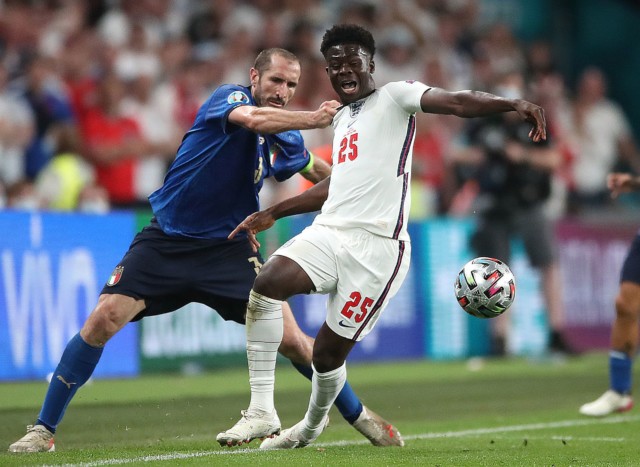 Giorgio Chiellini cynically fouled Bukayo Saka during England's clash with Italy