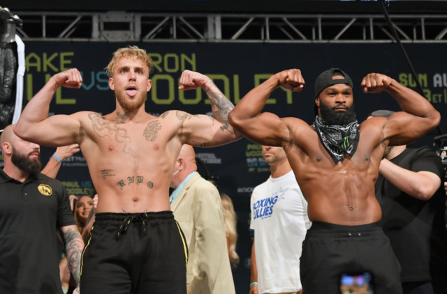 , Jake Paul tries and FAILS to repeat Floyd Mayweather ‘gotcha hat’ stunt after facing off with Tyron Woodley