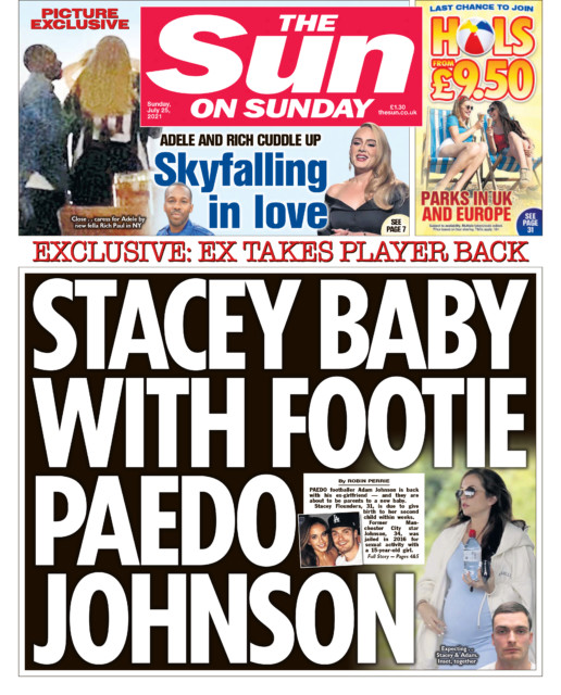 , Disgraced footballer Adam Johnson and girlfriend take daughter and newborn son for a walk