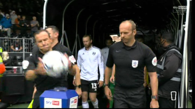 , Watch bizarre moment referee Keith Stroud blows KISS to match ball at Fulham against Middlesbrough leaving fans confused