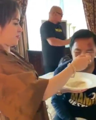 , Manny Pacquiao has to be spoon-fed by doting wife as boxing legend can barely open eyes after brutal Yordenis Ugas fight