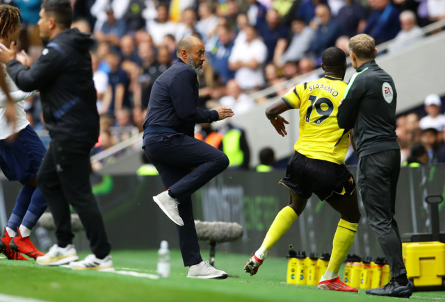 , Sissoko wallops ball at Nuno in awkward moment just days after being forced out of Tottenham and making Watford transfer