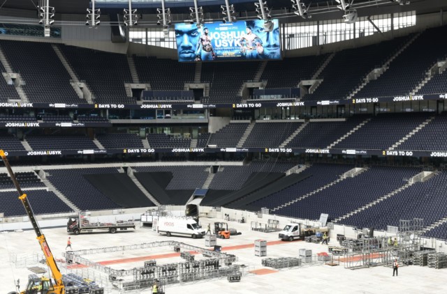 , Tottenham Stadium transformed for Anthony Joshua vs Oleksandr Usyk with pitch covered up and ring starting to take shape
