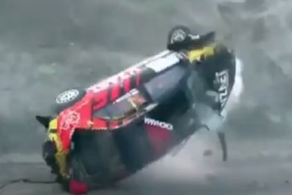 , Watch horror moment rally star flips car SEVEN times after smashing into wall – but somehow driver escapes ‘unscathed’