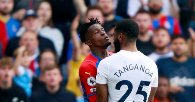 , Furious Tottenham and Crystal Palace players clash in heated row after Tanganga CLATTERS Zaha to floor