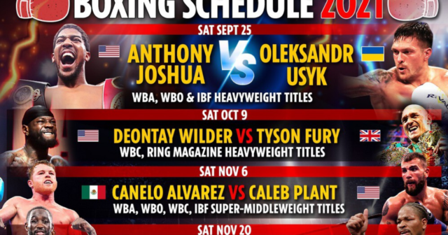 , Upcoming boxing fights 2021: Fixture schedule – Anthony Joshua vs Oleksandr Usyk NEXT WEEK, Fury vs Wilder 3 DATE