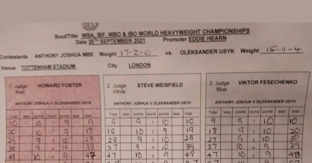 , Anthony Joshua vs Oleksandr Usyk scorecards reveal Brit was WINNING before nasty ninth-round eye injury sparked meltdown