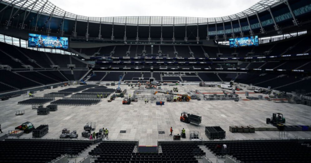 , Tottenham Stadium transformed for Anthony Joshua vs Oleksandr Usyk with pitch covered up and ring starting to take shape