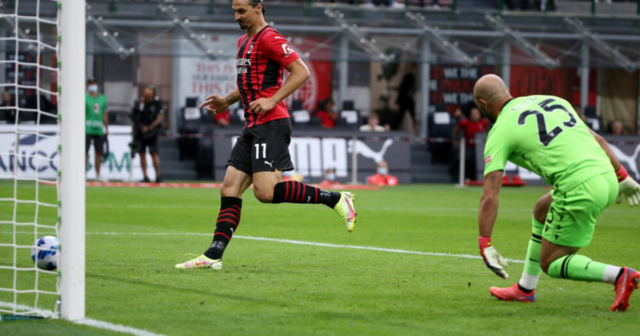 , Watch moment Ibrahimovic scores with laces undone after he stops tying shoes to make a run into goalmouth for AC Milan