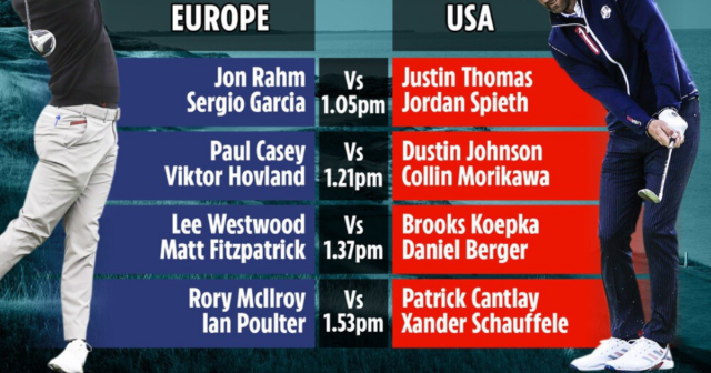 , Ryder Cup pairings: Rahm and Garcia kick off Europe’s bid while McIlroy joins Poulter but no DeChambeau for USA