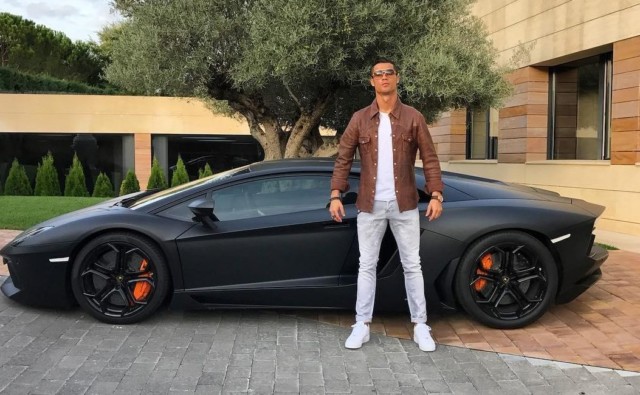 Ronaldo has a matte-black Lamborghini Aventador worth over £200k 