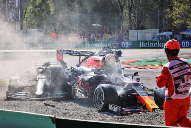 , Hamilton says Verstappen’s car ‘landed on my head, I’m a bit sore’ after horror crash at Italian GP